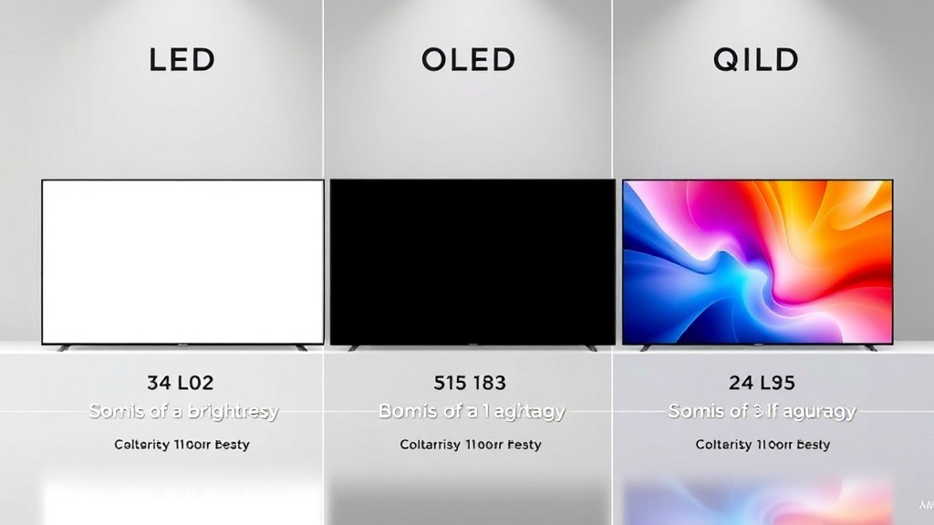 다양한 스마트 TV 패널의 색감과 밝기 차이를 보여주는 비교 화면